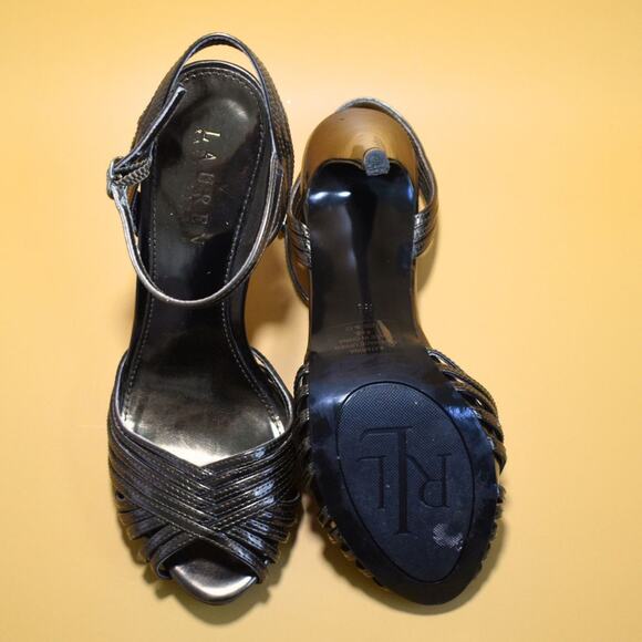 RALPH LAUREN Women's T Strap Sling Back Heels Size 6.5 - Picture 3 of 6